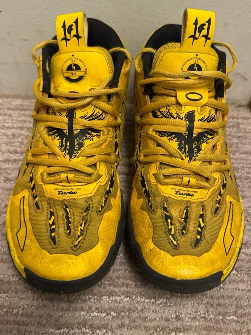 Puma Kids Yellow and Black Athletic Sneakers